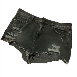 Express Dark Distressed High Waisted Shorts